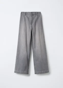 Pantaloni in denim di cotone misto viscosa Wide Leg ragazza