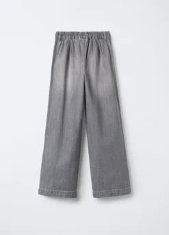 Pantaloni in denim di cotone misto viscosa Wide Leg ragazza