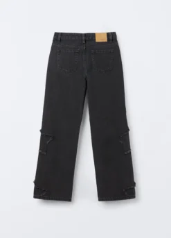 Pantaloni in denim di misto cotone Straight Fit ragazza