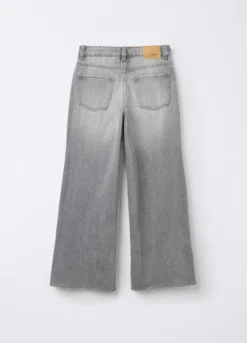 Pantaloni in denim di misto cotone Wide Leg ragazza