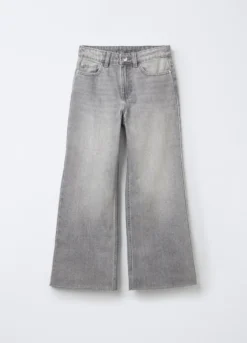 Pantaloni in denim di misto cotone Wide Leg ragazza