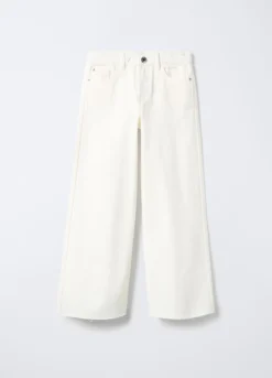 Pantaloni in denim di puro cotone Wide Leg ragazza