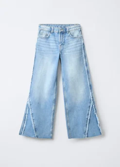 Pantaloni in denim di puro cotone Wide Leg ragazza