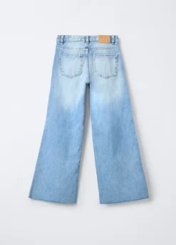 Pantaloni in denim di puro cotone Wide Leg ragazza