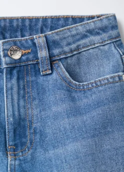 Pantaloni in denim misto cotone Wide Leg ragazza