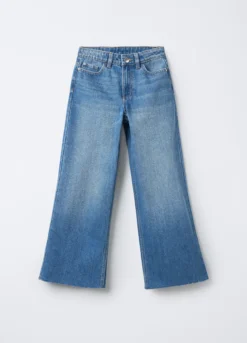 Pantaloni in denim misto cotone Wide Leg ragazza