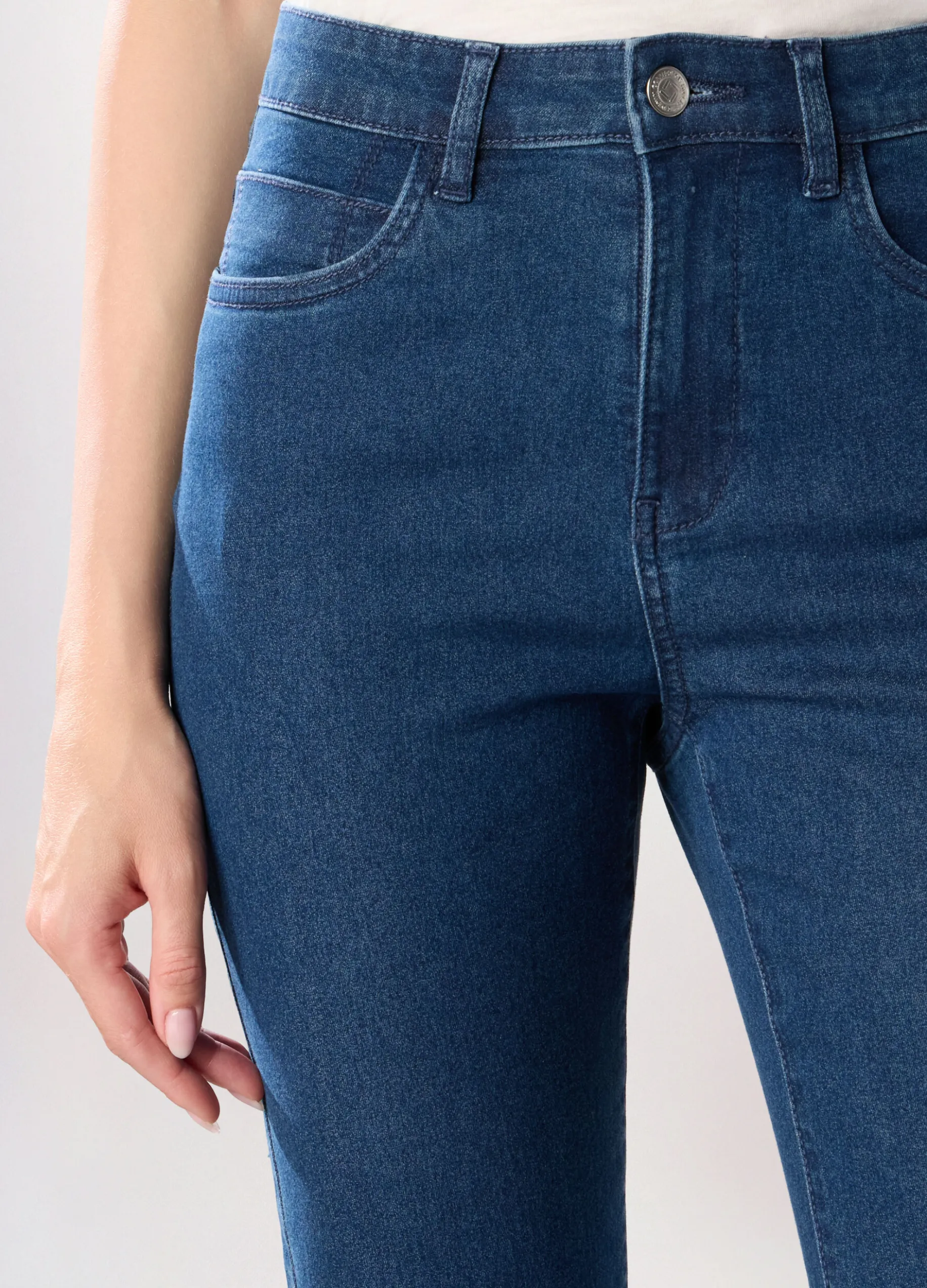 Pantaloni in denim misto cotone donna