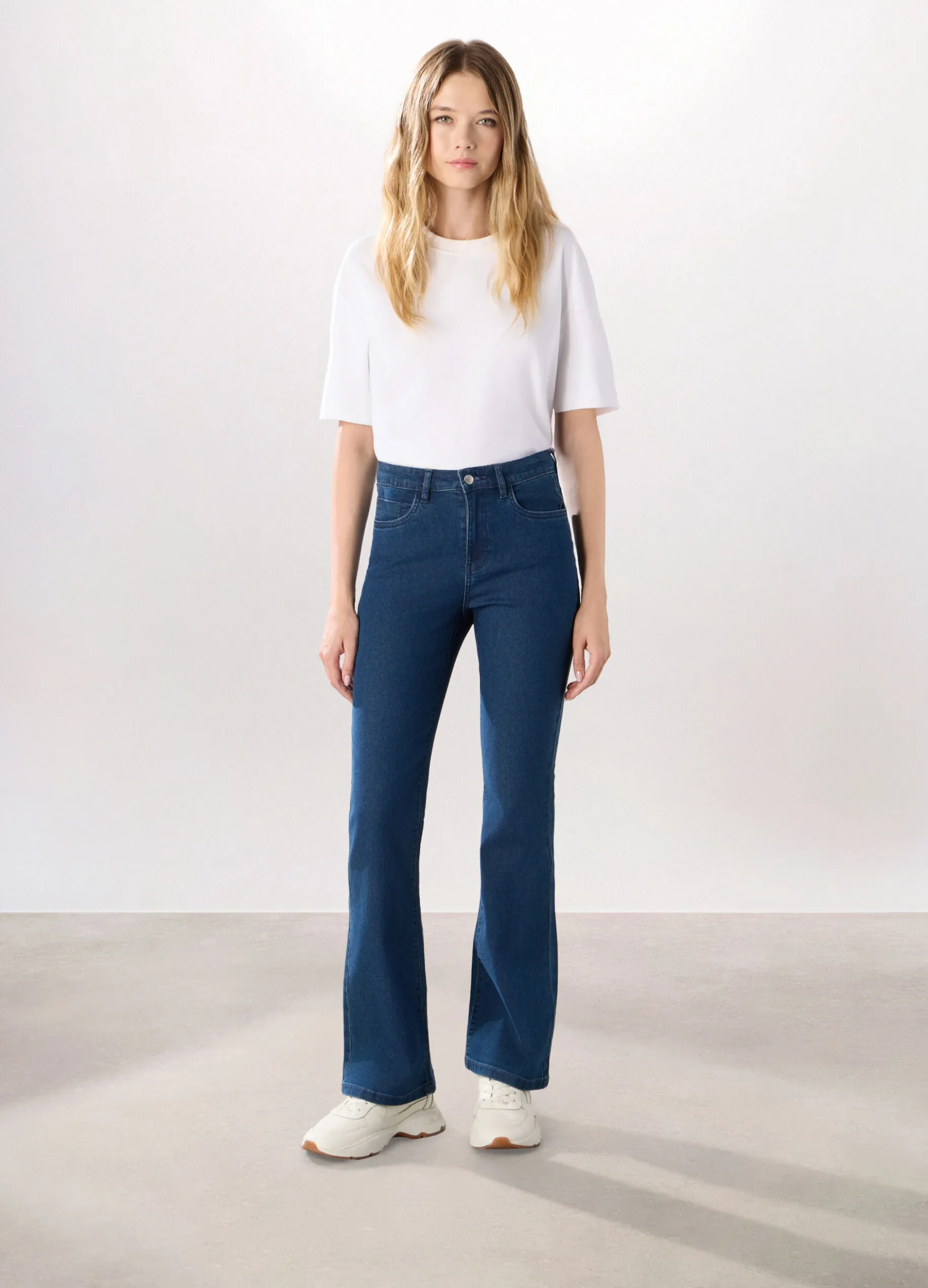 Pantaloni in denim misto cotone donna