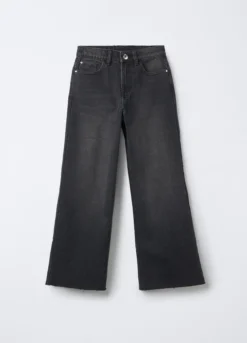 Pantaloni in denim misto cotone Wide Leg ragazza