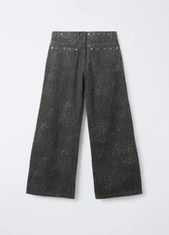 Pantaloni in drill di puro cotone Wide Leg ragazza