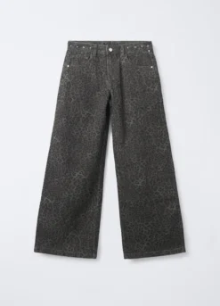 Pantaloni in drill di puro cotone Wide Leg ragazza