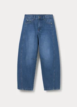 Pantaloni mom fit in denim di puro cotone ragazza