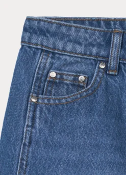 Pantaloni mom fit in denim di puro cotone ragazza
