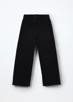 Pantaloni wide leg in denim di puro cotone ragazza