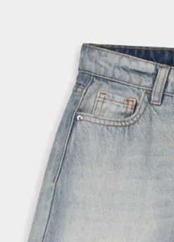 Pantaloni wide leg in denim di puro cotone ragazza