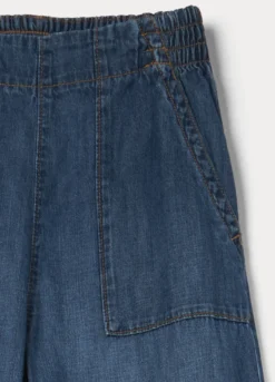 Pantaloni wide leg in denim di puro cotone ragazza