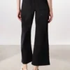 Pantaloni wide leg in denim misto cotone stretch