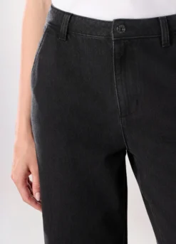 Pantaloni wide leg in denim di puro cotone donna