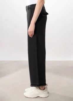 Pantaloni wide leg in denim di puro cotone donna