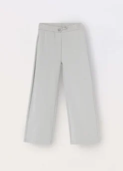 Pantaloni wide leg in french terry di puro cotone ragazza