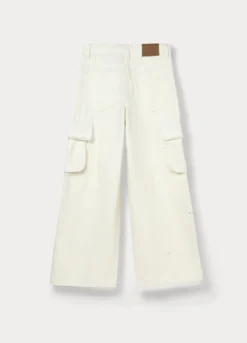 Pantaloni wide leg in twill di puro cotone ragazza