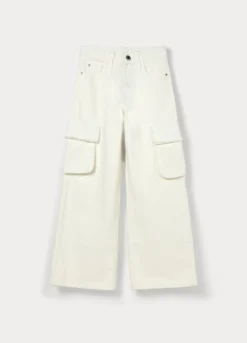 Pantaloni wide leg in twill di puro cotone ragazza