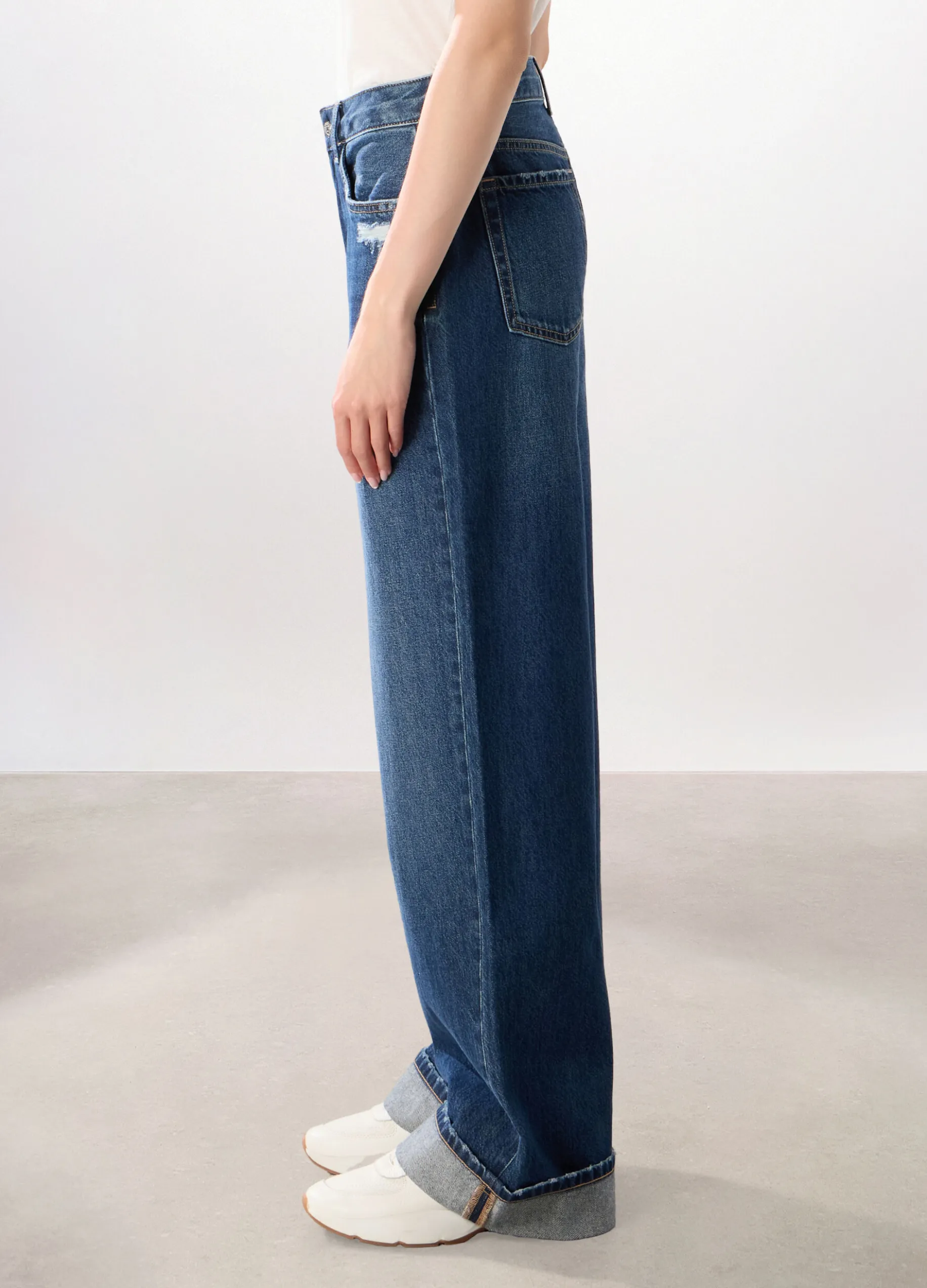 Pantaloni wide leg ripped donna