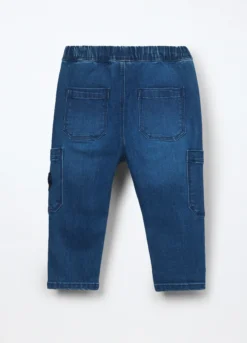 Pantaloni cargo in denim di misto cotone neonato