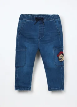 Pantaloni cargo in denim di misto cotone neonato