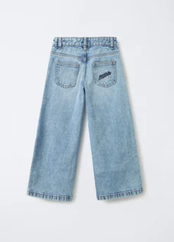 Pantaloni Disney in denim di puro cotone Wide Leg bambina