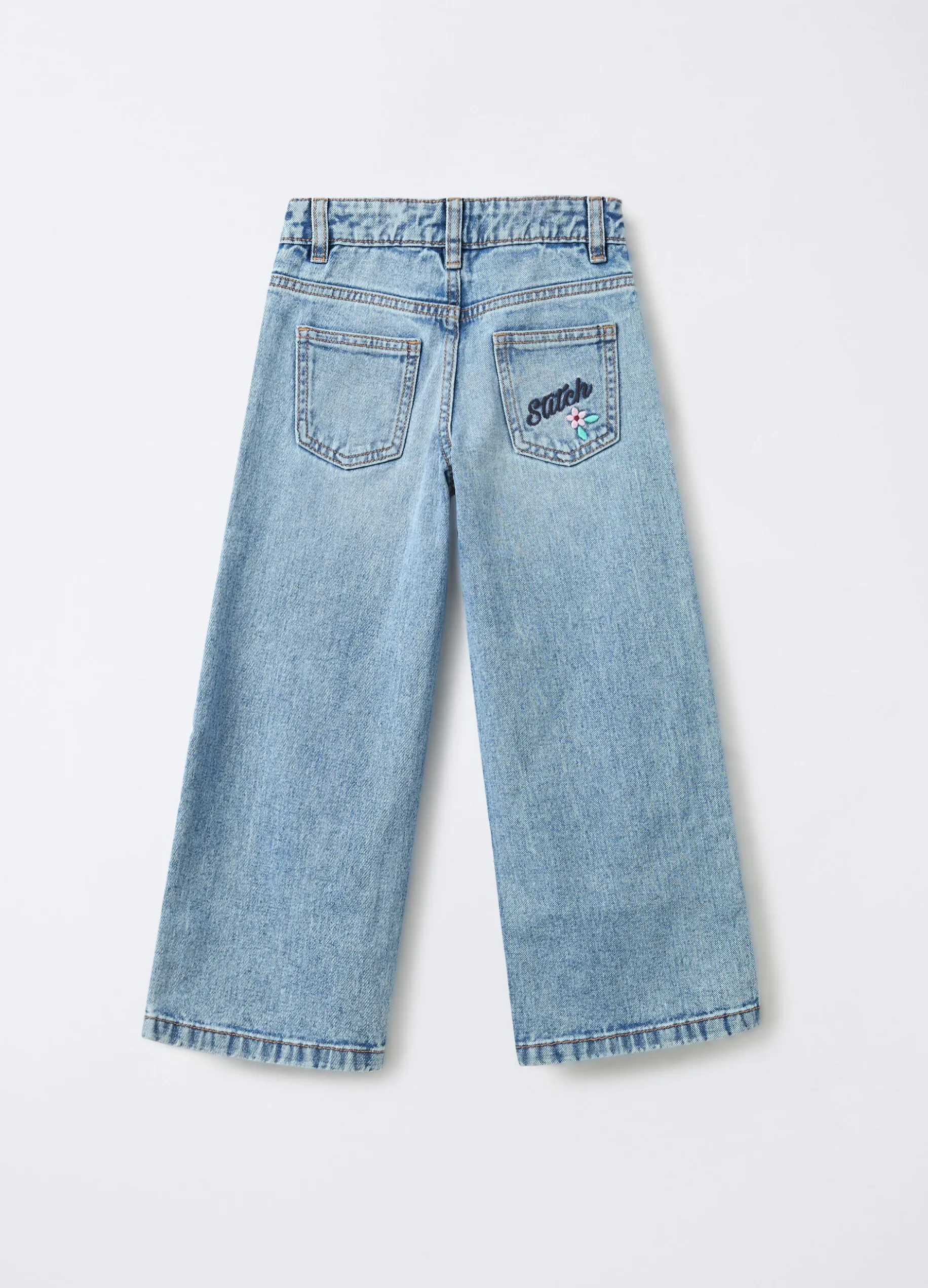 Pantaloni Disney in denim di puro cotone Wide Leg bambina