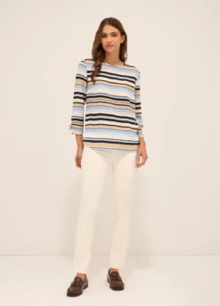 Pantaloni fit straight in denim stretch donna