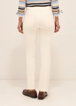 Pantaloni fit straight in denim stretch donna