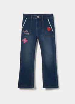 Pantaloni flare fit in denim di misto cotone bambina