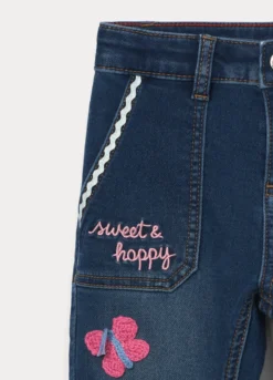Pantaloni flare fit in denim di misto cotone bambina
