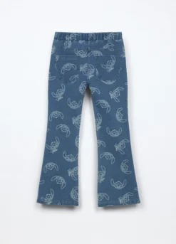 Pantaloni flare fit in french terry denim bambina