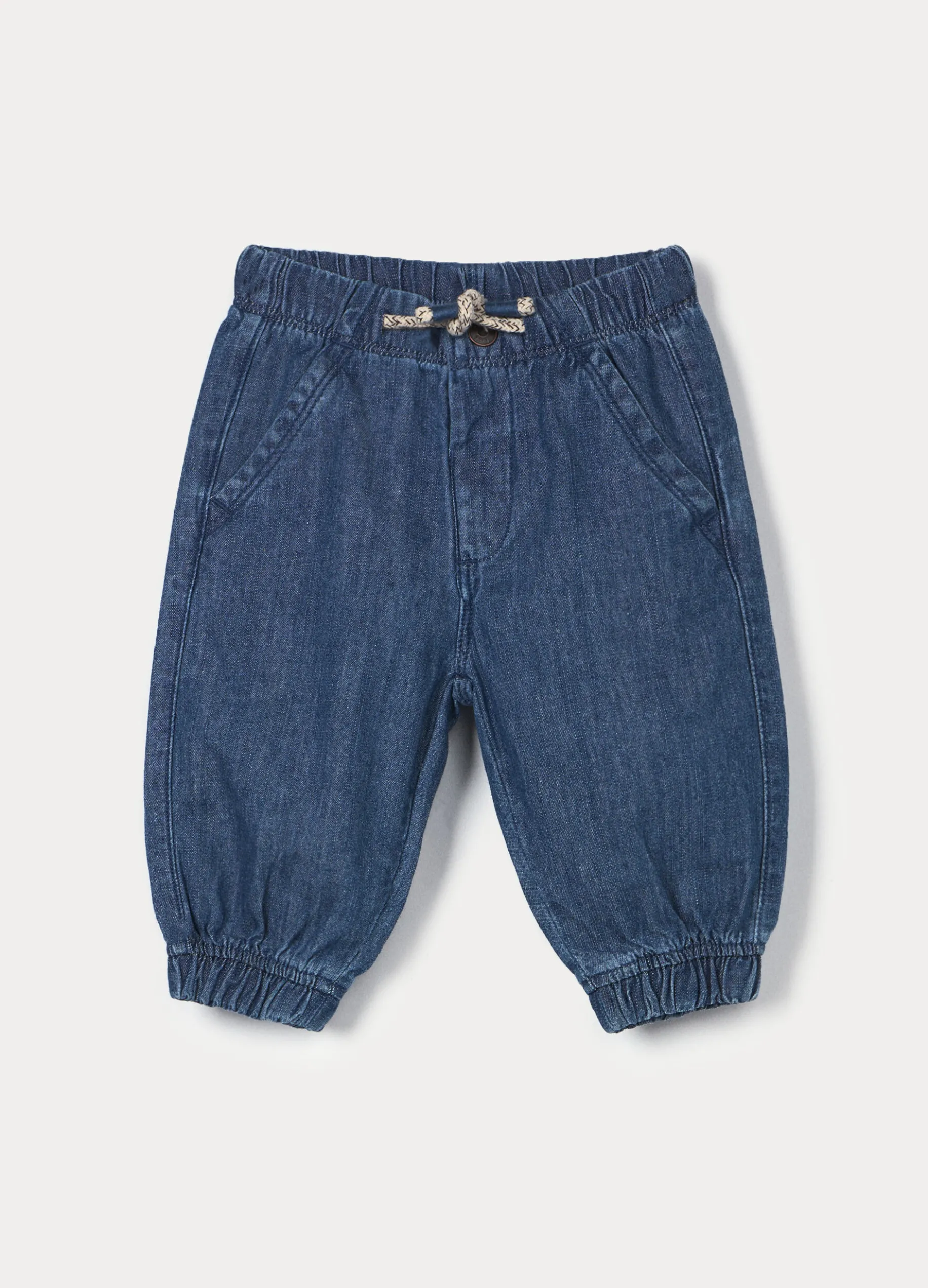 Pantaloni in denim di puro cotone neonato