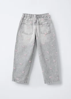Pantaloni in denim di puro cotone Fit Balloon bambina