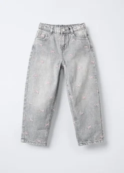 Pantaloni in denim di puro cotone Fit Balloon bambina