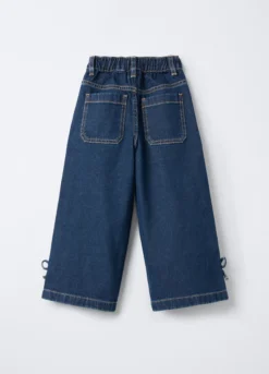 Pantaloni in denim di puro cotone Wide Leg bambina