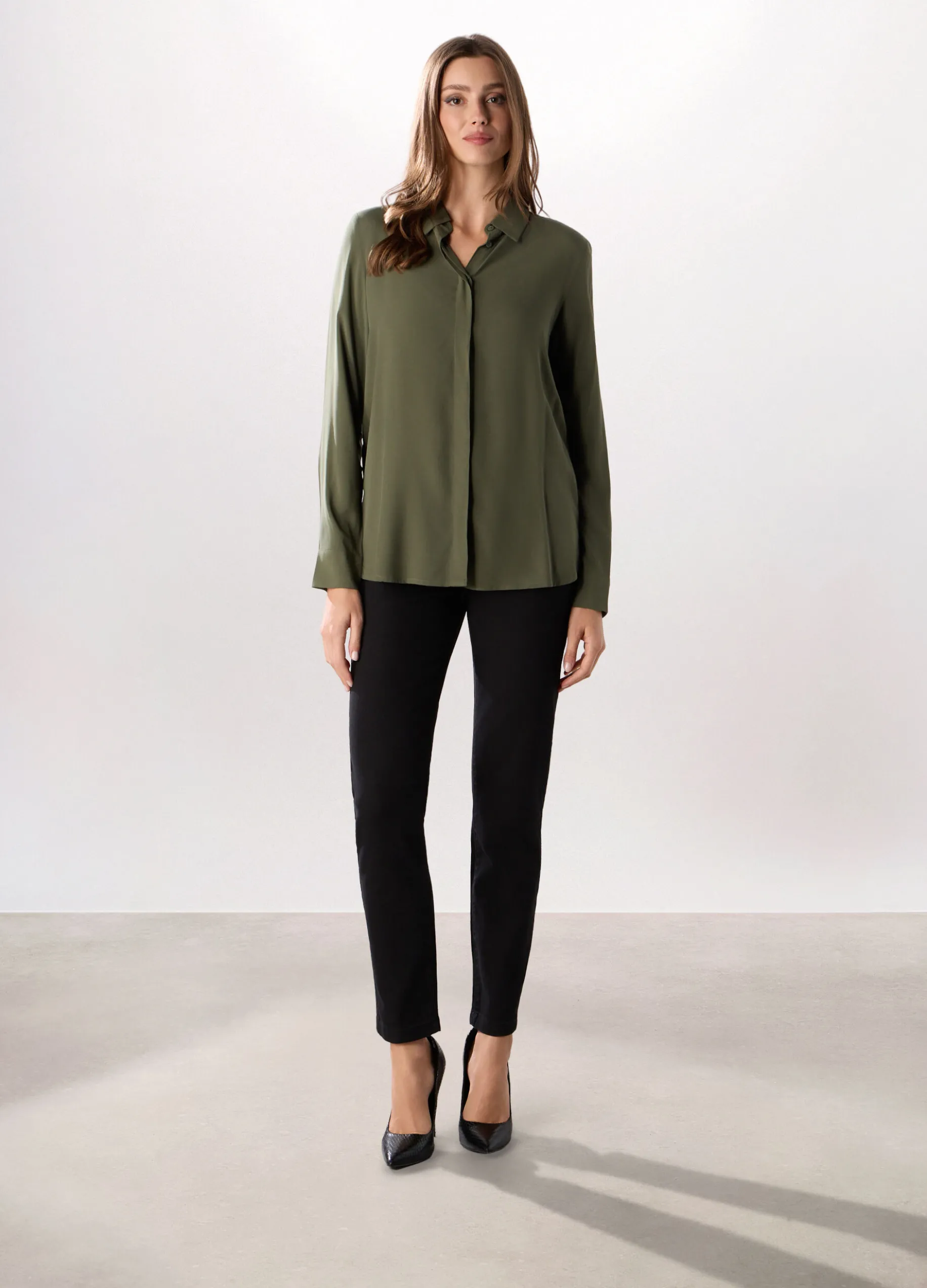Pantaloni in denim misto cotone donna