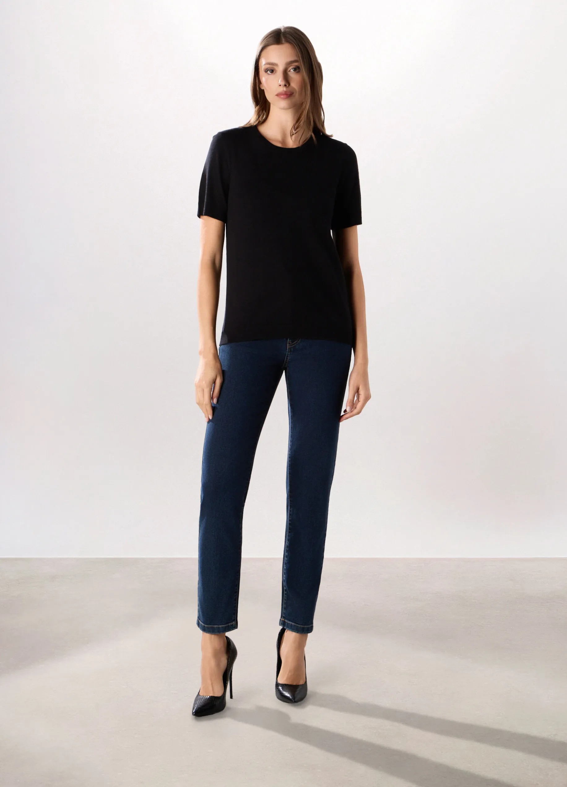 Pantaloni in denim misto cotone donna