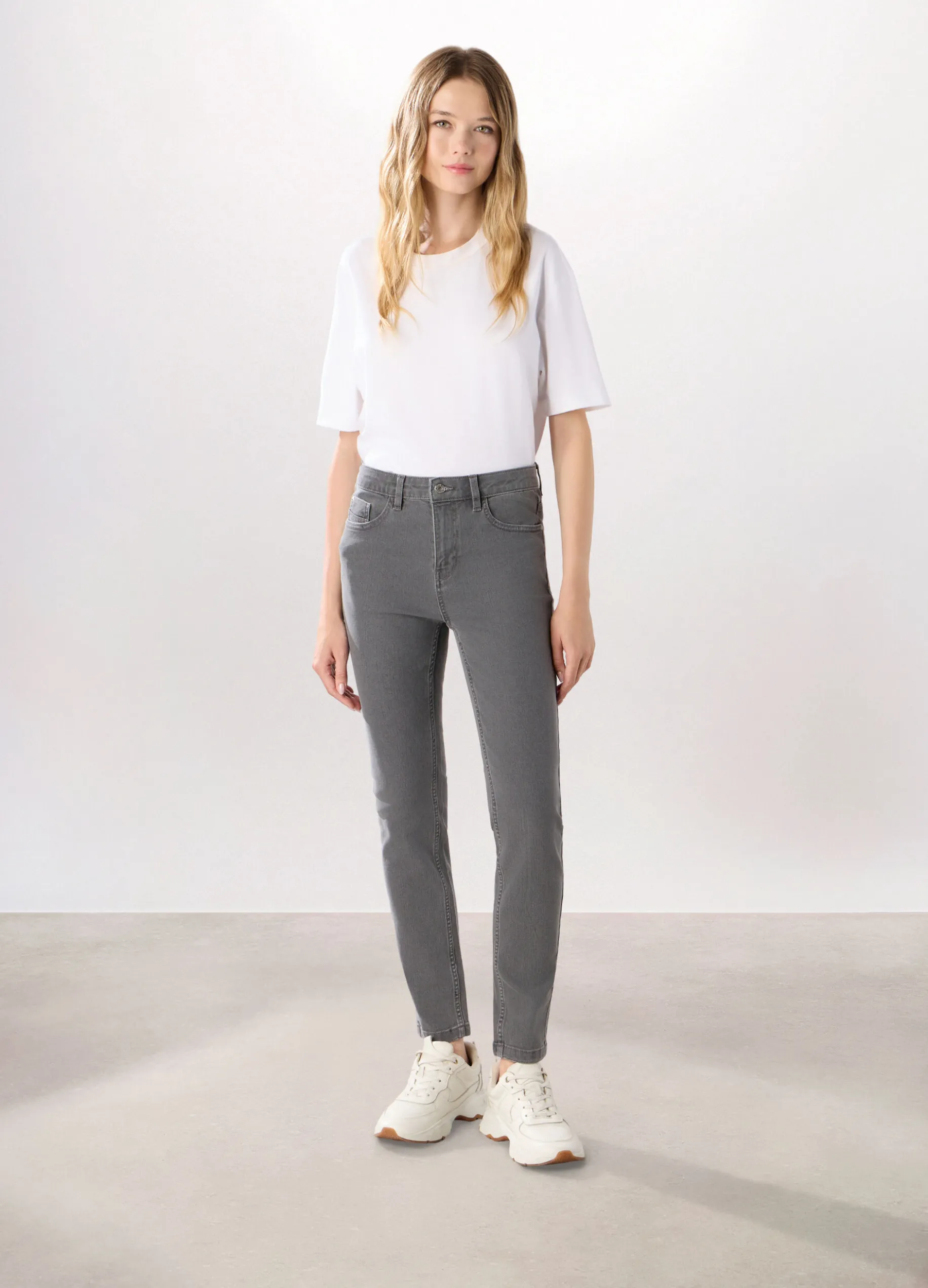 Pantaloni in denim misto cotone donna