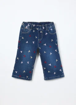 Pantaloni in denim misto cotone neonata
