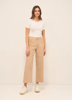 Pantaloni in twill di cotone stretch donna