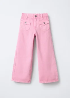 Pantaloni in twill di puro cotone Wide Leg bambina