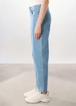 Pantaloni mom fit in denim di puro cotone donna