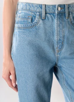 Pantaloni mom fit in denim di puro cotone donna