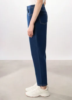 Pantaloni mom fit in denim di puro cotone donna