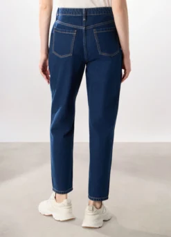 Pantaloni mom fit in denim di puro cotone donna